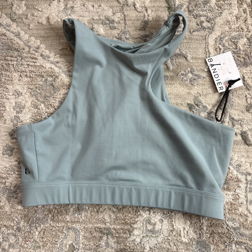 NWT Bandier Le Ore Calm Grey Nemi Asymmetric Cut Out Bra Large $68